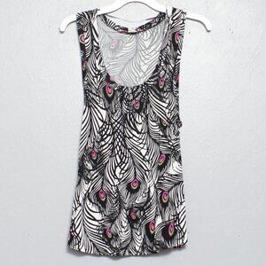 Matthew Williamson for H&M peacock graphic viscose sleeveless tank blouse